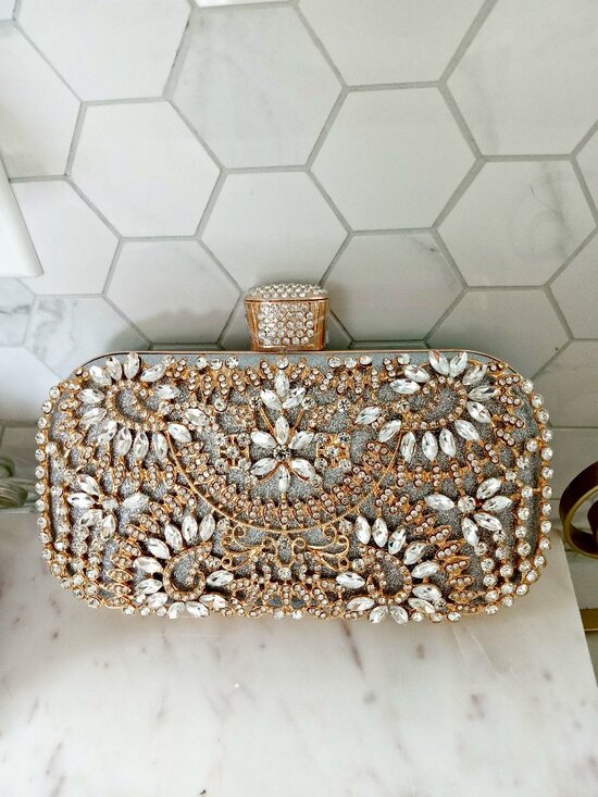 Boutique Handbags - NEW! INTRICATE EMBELLISHED EVENING BAG Box CLUTCH CROSSBODY